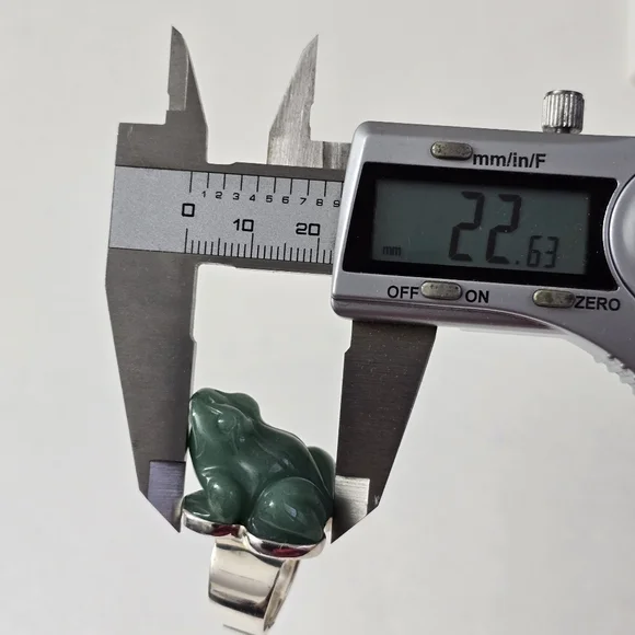 Rare Sajen Sterling Silver 925 Jade Frog Ring - Picture 10 of 12